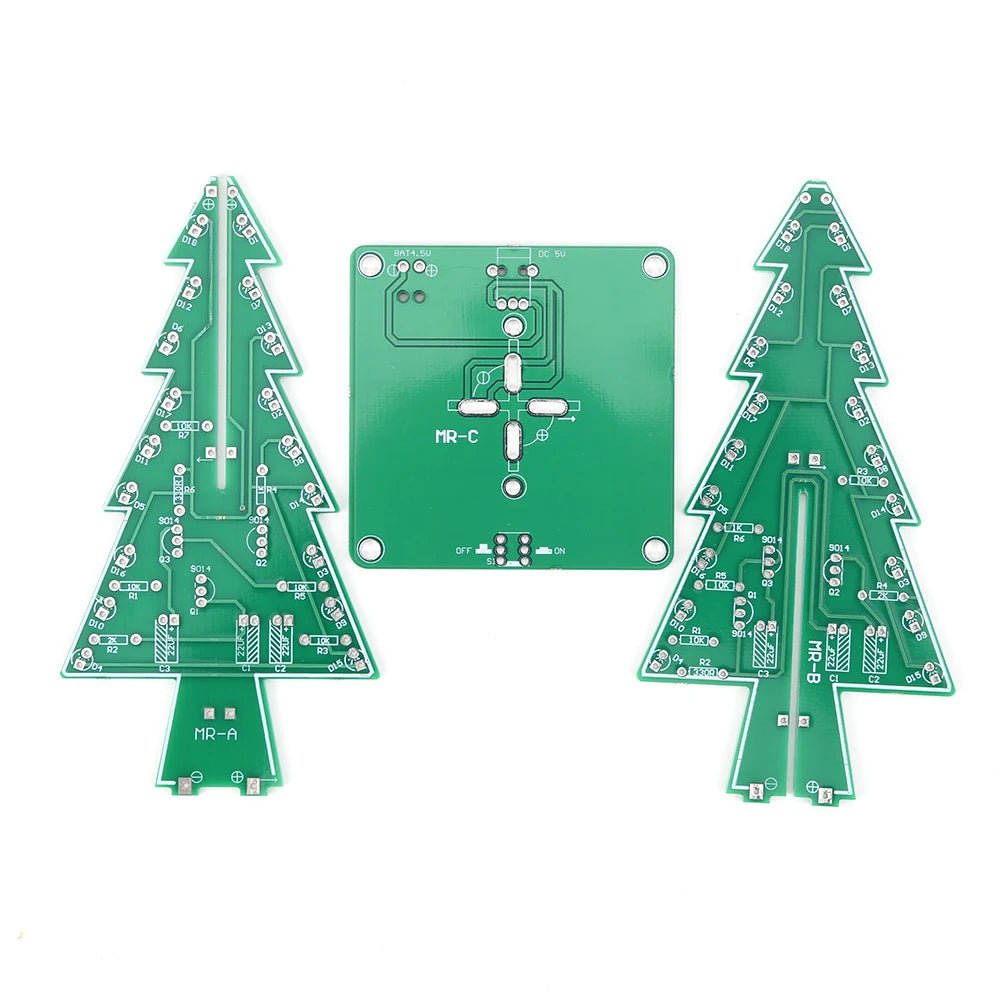 Three-Dimensional 3D Christmas Tree LED DIY Kit Red/Green/Yellow 7 Color LED Flash Circuit Board Christmas Tree Assemble Kit